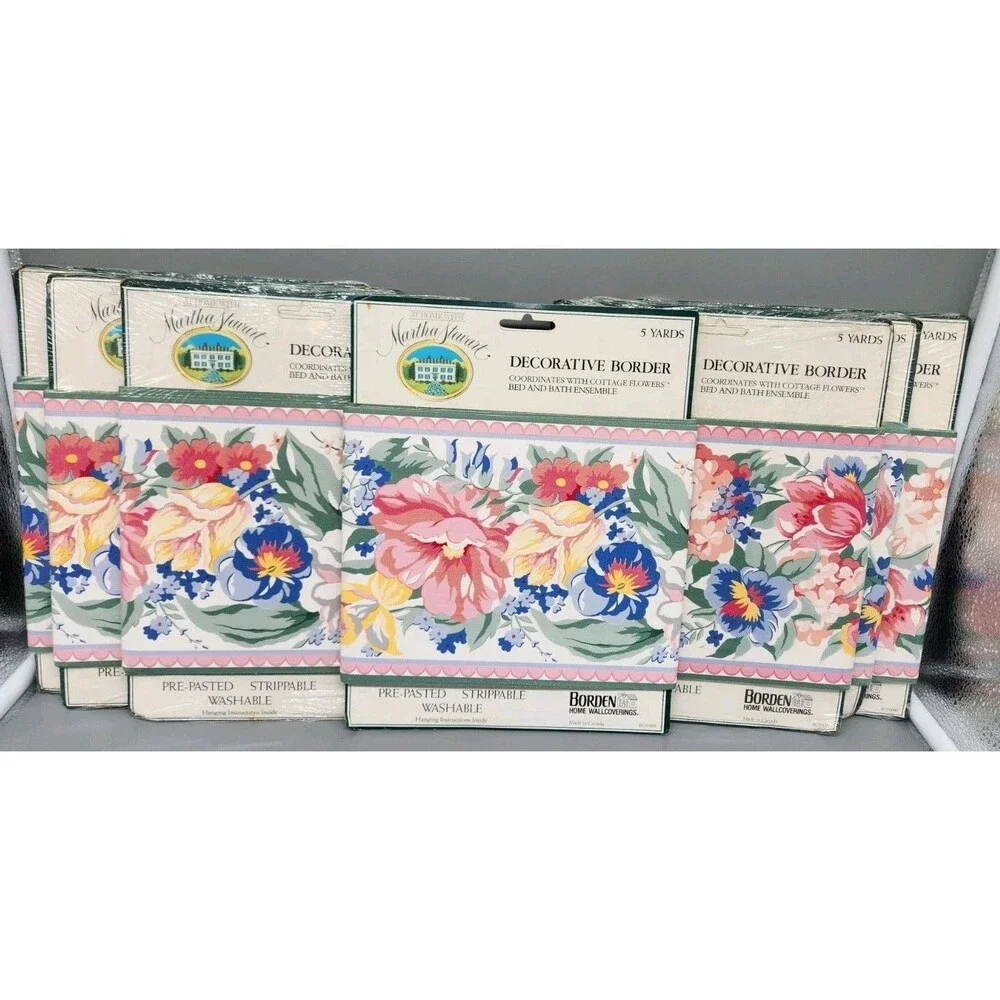 Martha Stewart Floral Wallpaper Border Cottage 5 Yards Set of 7 Decorative